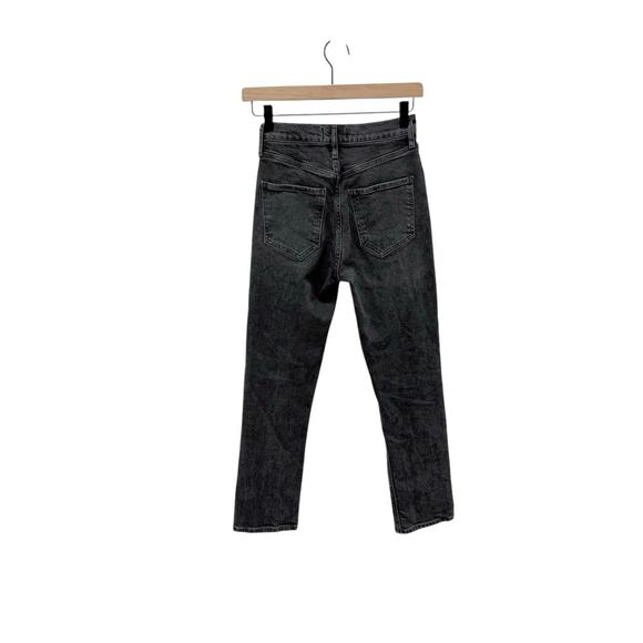 Agolde Denim Jeans Riley Crop Stretch Washed Black High Rise Size 24 - Picture 9 of 11